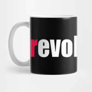 'Revolution / Evolution' Contemporary Design Text Slogan Mug